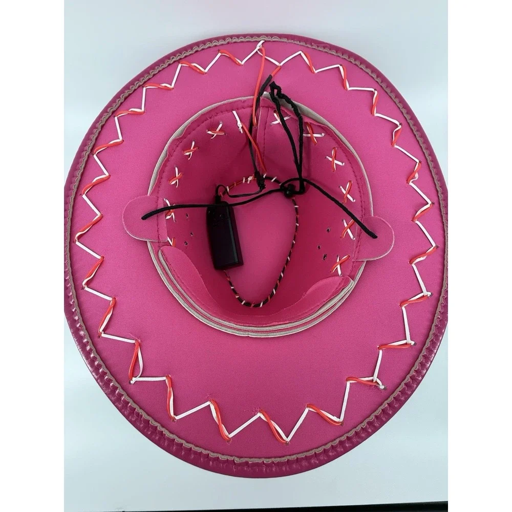 Pink PU Leather Cowboy Hat with Neon Light Up Cowgirl for Costume Music Party‎